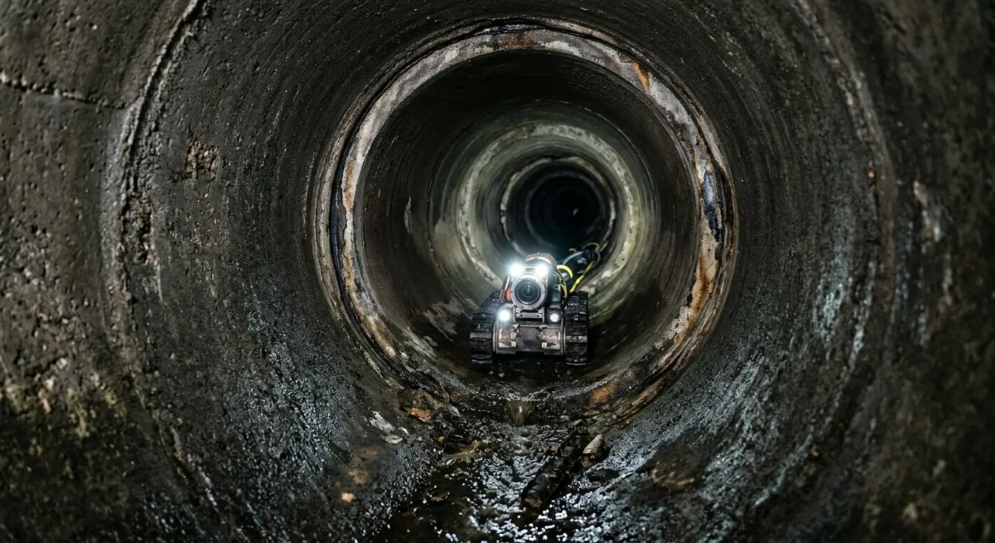 Robotic sewer camera inspecting pipe interior for Sewer Line Repair in Lewisville